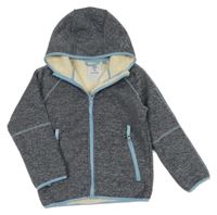 Tmavomodrá melírovaná pletená zateplená propínací mikina s kapucí Kiki&Koko