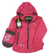 Nové - 2set - Fuchsiová šusťáková nepromokavá funkční bunda s kapucí + sáček Trespass