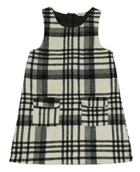 Světlešedo-černé kostkované vlněné šaty F&F