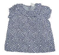 Bílo-tmavomodrá puntíkatá tunika s límečkem H&M