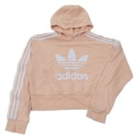 Růžová crop mikina s logem a kapucí Adidas