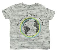 Šedé melírované tričko s planetou F&F