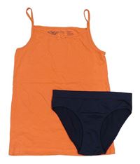 2 set - Oranžová košilka + tmavomodré kalhotky 