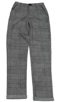 Černo-bílé vzorované úpletové chino kalhoty Primark