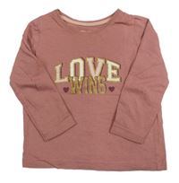 Starorůžové triko s nápisem Primark