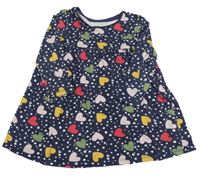 Tmavomodré bavlněné šaty s barevnými srdíčky Mothercare