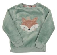 Mintová plyšová mikina s liškou Pep&Co