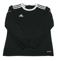 Černé sportovní funkční triko s logem a pruhy Adidas