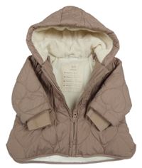 Starorůžová šusťáková prošívaná zateplená bunda s kapucí Next