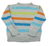 Šedo-barevný pruhovaný lehký svetr 