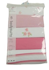 Nové - 5x bílo-růžové body s dlouhým rukávem dunnes