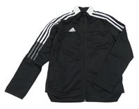 Černá sportovní propínací mikina s bílými pruhy a logem Adidas