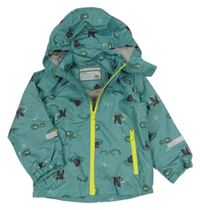 Zelená šusťáková jarní bunda s hrochy a kapucí Pocopiano