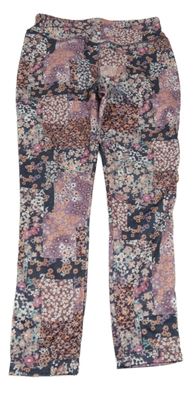 Fialovo-tmavomodré květované sportovní legíny next