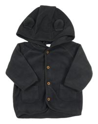 Tmavošedá fleecová propínací mikina s kapucí Next