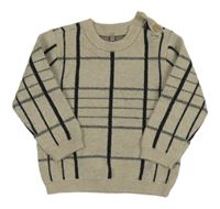 Béžovo-černý kostkovaný lehký svetr Tu