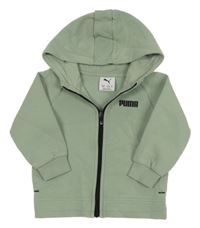 Zelená propínací mikina s logem a kapucí PUMA