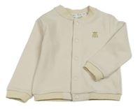 Smetanová žebrovaná propínací mikina s výšivkou River Island