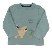 Modré žebrované triko s medvědem Nutmeg