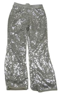 Stříbrné flitrové podšité kalhoty H&M