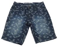 Tmavomodré vzorované riflové kraťasy Pepperts