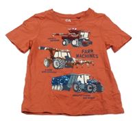 Cihlové tričko s bagry a flitry C&A