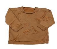 Hnědá mikina s dinosaury TU