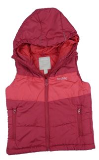 Tmavorůžová šusťáková zateplená funkční vesta s logem a kapucí Regatta