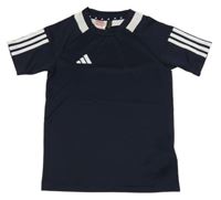 Tmavomodré sportovní funkční tričko s logem Adidas