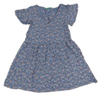 Modro-růžové květované lehké šaty Benetton