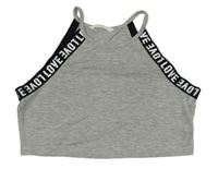 Šedo-černý crop top s nápisy Shein