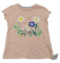 Světlerůžové tričko s květy Mothercare
