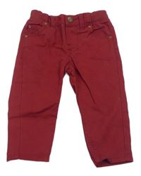 Červené rifle s úpletovým pasem H&M