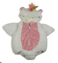 Kostým - Bílo-růžové kožešinové body s kapucí - jednorožec Shein