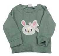 Zelená vzorovaná mikina s králíčkem 