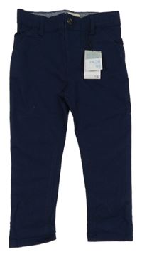 Nové - Tmavomodré plátěné chino kalhoty  Primark