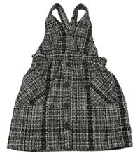 Černo-bílé kostkované pletené laclové šaty Matalan