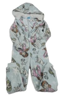 Světlemodrá plyšová kombinéza s Annou a Elsou a kapucí Disney