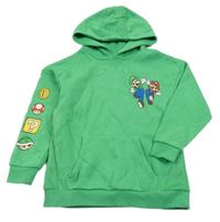 Zelená mikina s Mariem a kamarády a kapucí Primark