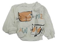 Bílá mikina s kočičkami 