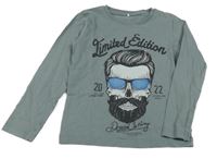 Šedé triko s lebkou a nápisy Name it