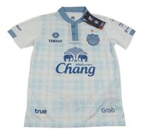 Nové - Světlemodro-bílé kostkované sportovní tričko s nápisy 