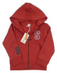 Nové - Jahodová propínací mikina s písmenem a kapucí Soulcal