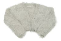 Bílo-světlerůžové chlupaté svetrové bolerko Next