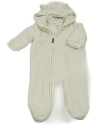 Smetanová plyšová zateplená kombinéza s kapucí F&F