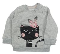 Světlešedá mikina s kočičkou Lupilu