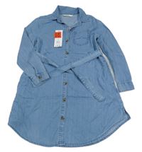 Nové - Světlemodré lehké riflové šaty s páskem George