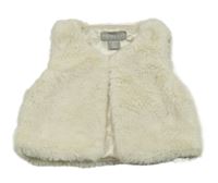 Smetanová kožešinová podšitá crop vesta 