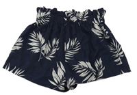 Tmavomodro-bílé kraťasy s listy Shein