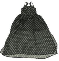 Černo-bílo-zelené vzorované šifonové šaty Yigga